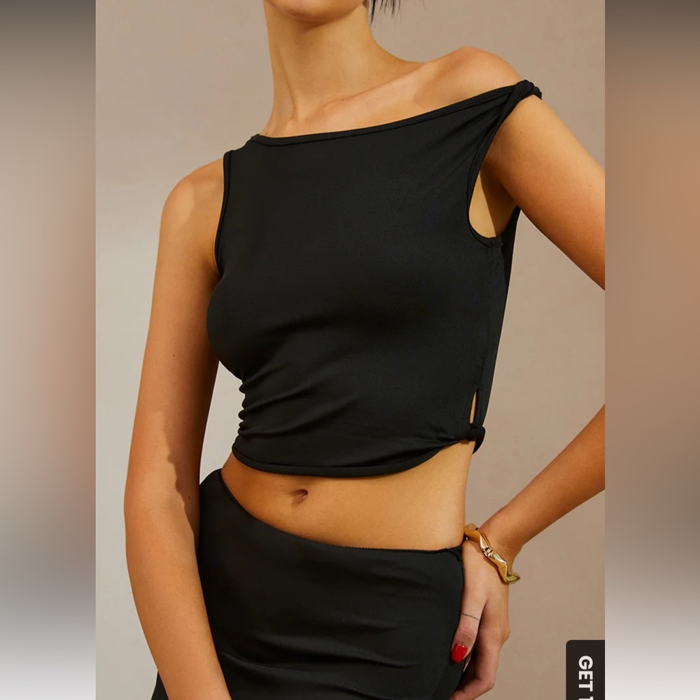 Asymmetrical Neck Ruched Top & Split Maxi Skirt Set - New with Tags - Picture 3 of 5